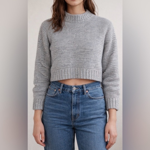 Roots Sweaters - Roots Gray cropped Cowl Neck Sweater